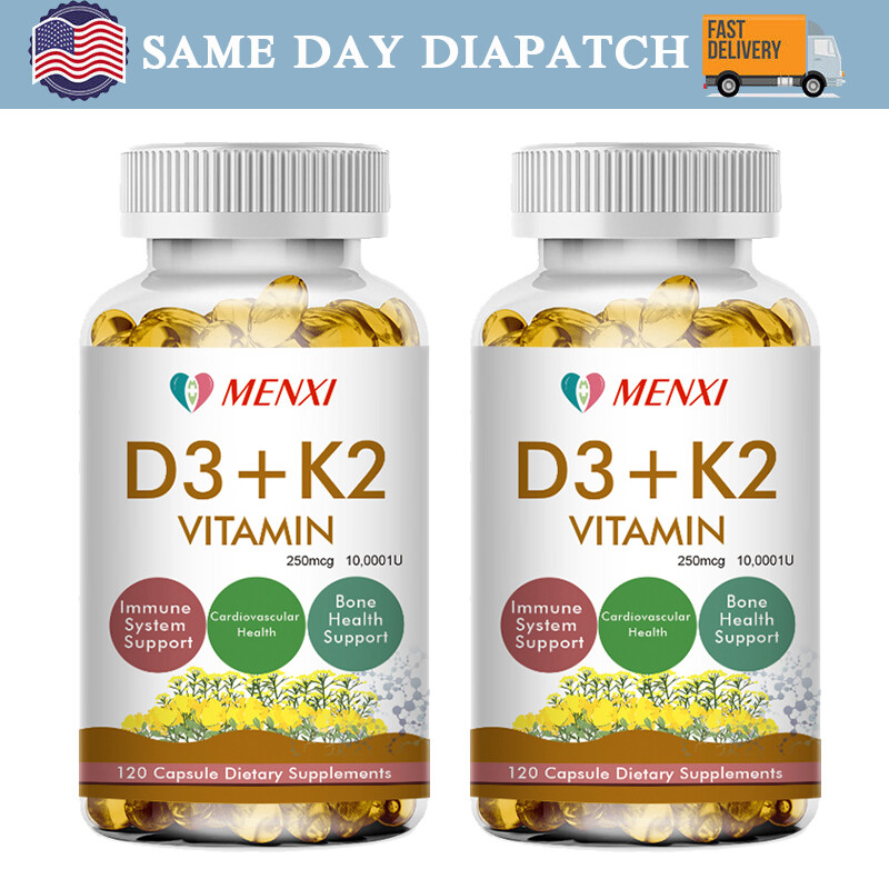 Vitamin K2 (MK7) with D3 10000 IU Supplement with BioPerine, 2 x 120 Capsules