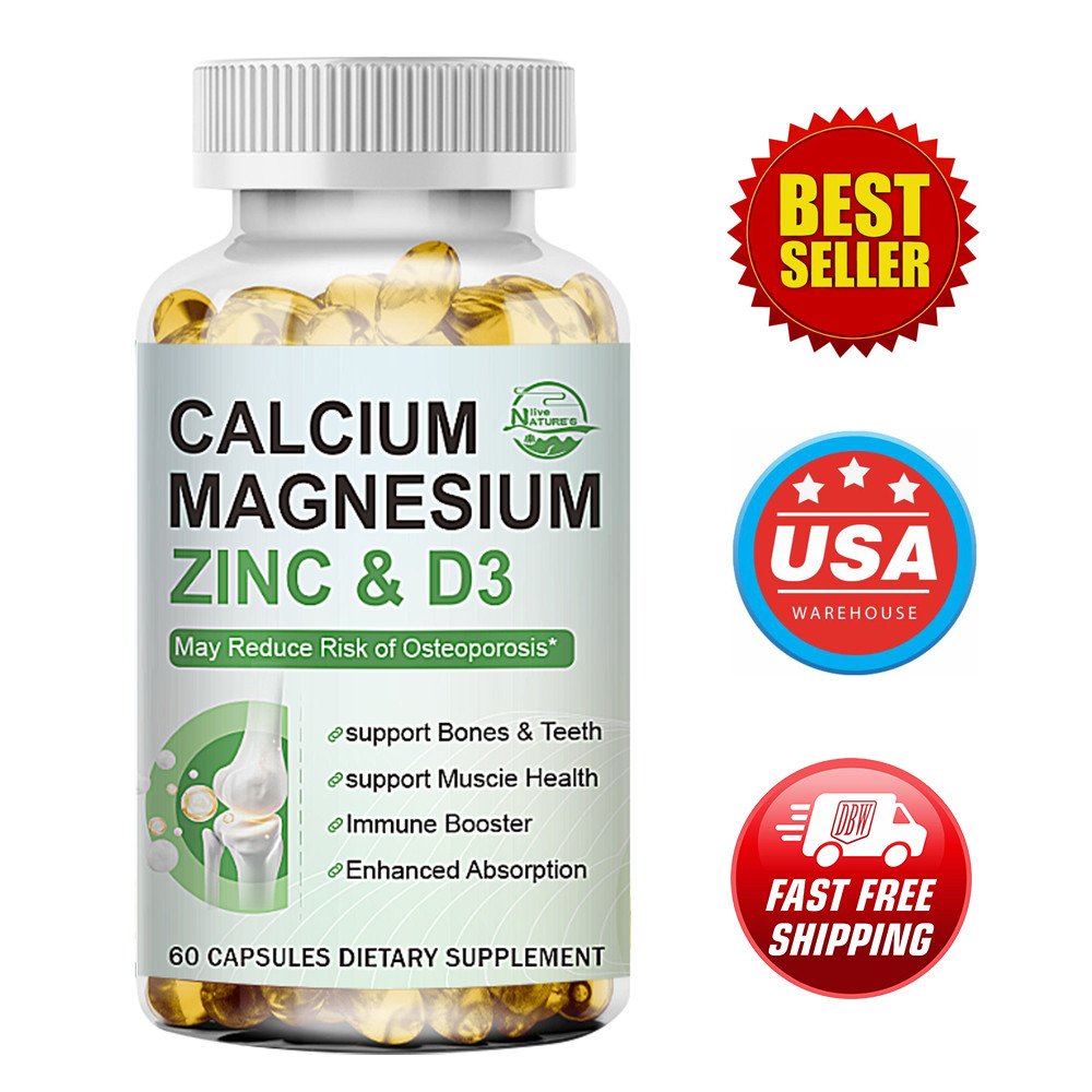 Zinc Calcium Magnesium & Vitamin D Complex Supplement Bone Muscle Immune Support