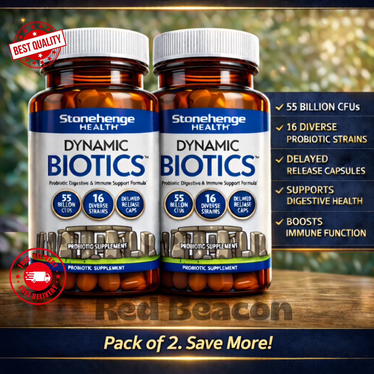 2 Packs Dynamic BIOTICS Stonehenge Probiotic Immune Support Digestive IBS Gut