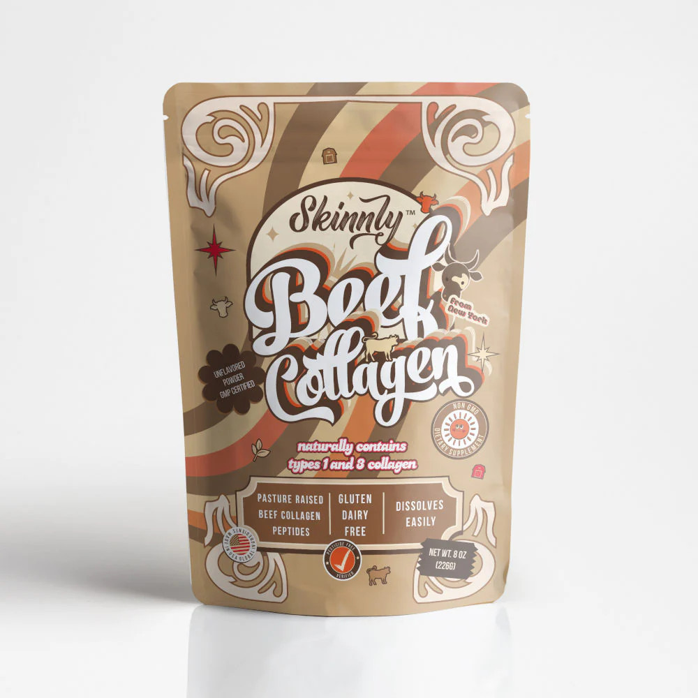 Skinnly Bovine Beef Collagen Peptides Powder Unflavored- 8oz