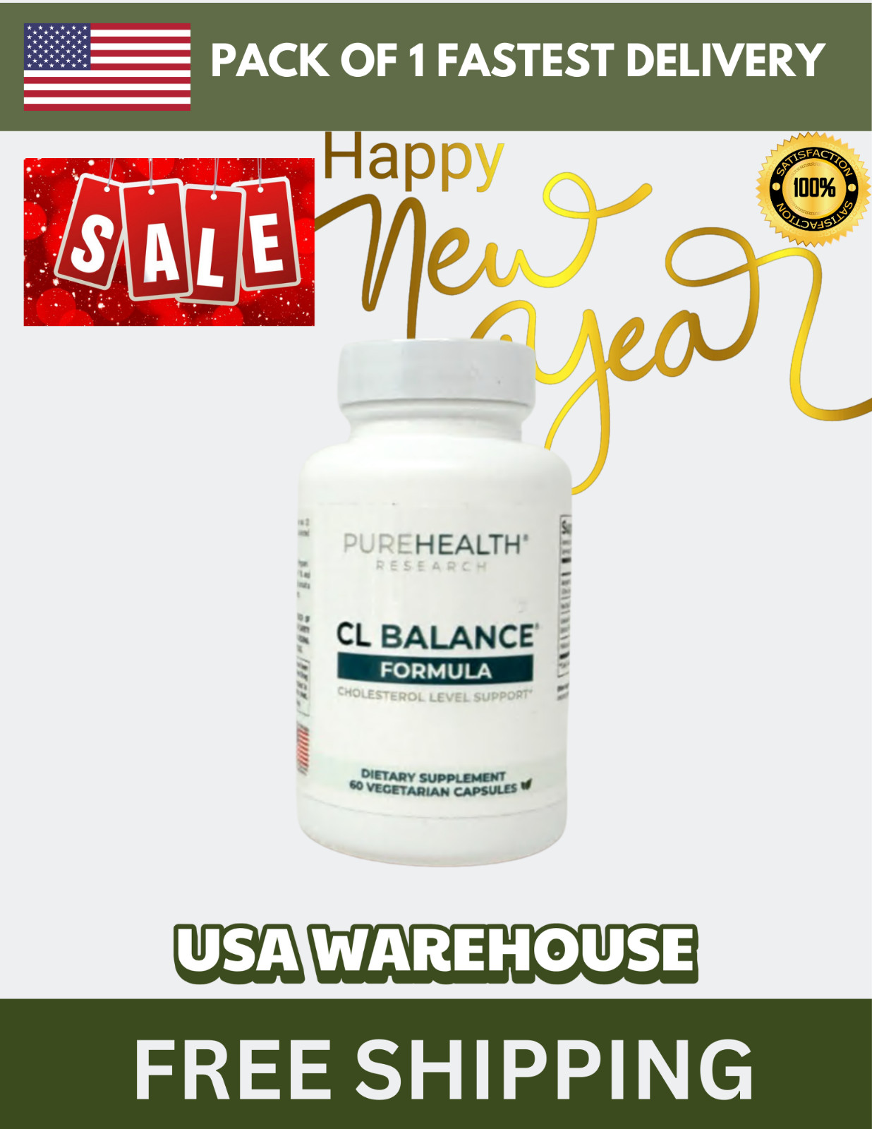 PureHealth Research CL Balance Cholesterol Level Support 60 Capsules, EXP 4/2027