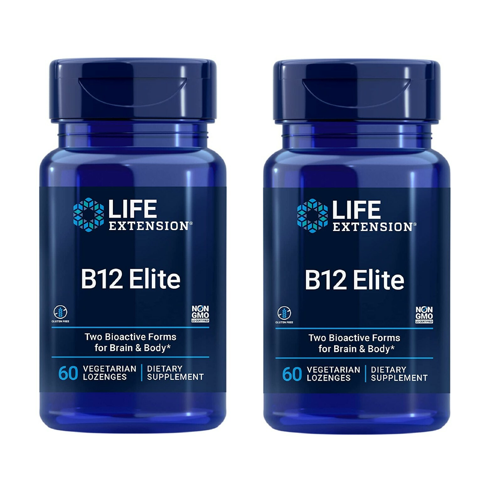 2 PC Life Extension B12 Elite for Brain and Body Function 60 Vegetarian Lozenges
