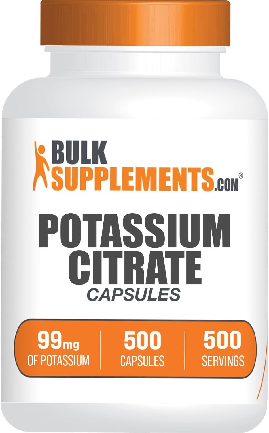 BulkSupplements.com Potassium Citrate Capsules – 500 Count (Pack of 1)