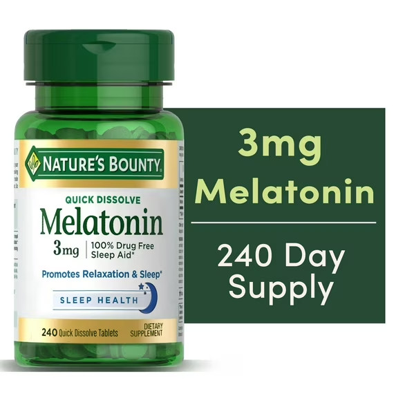 Nature’S Bounty Melatonin 3Mg 100% Drug Free Sleep Cherry Flavor 240 QD Tablets