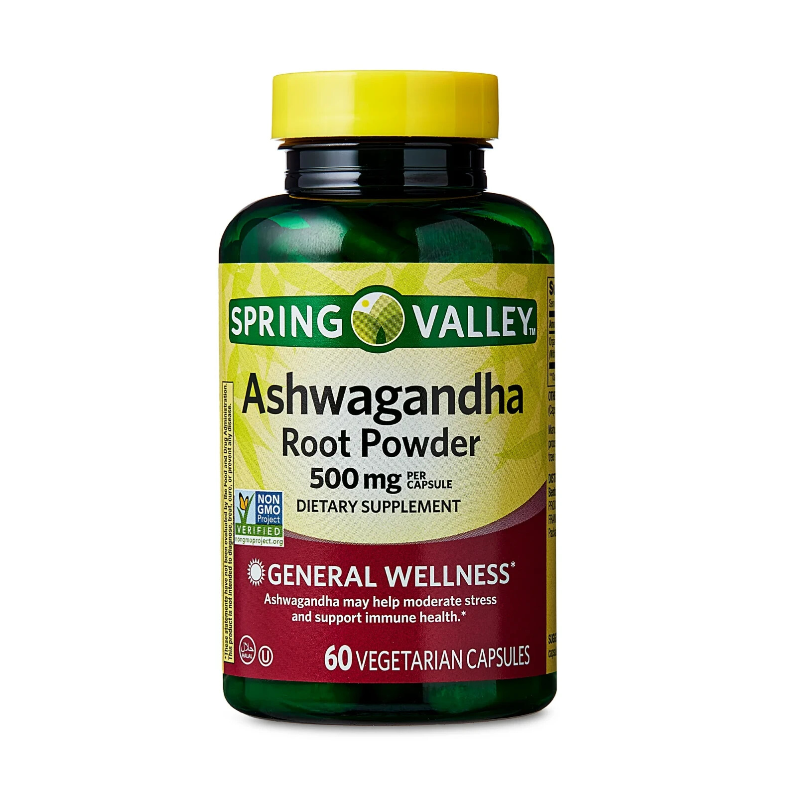 Ashwagandha Root Powder Supplement 500 mg, 60 CT Spring Valley