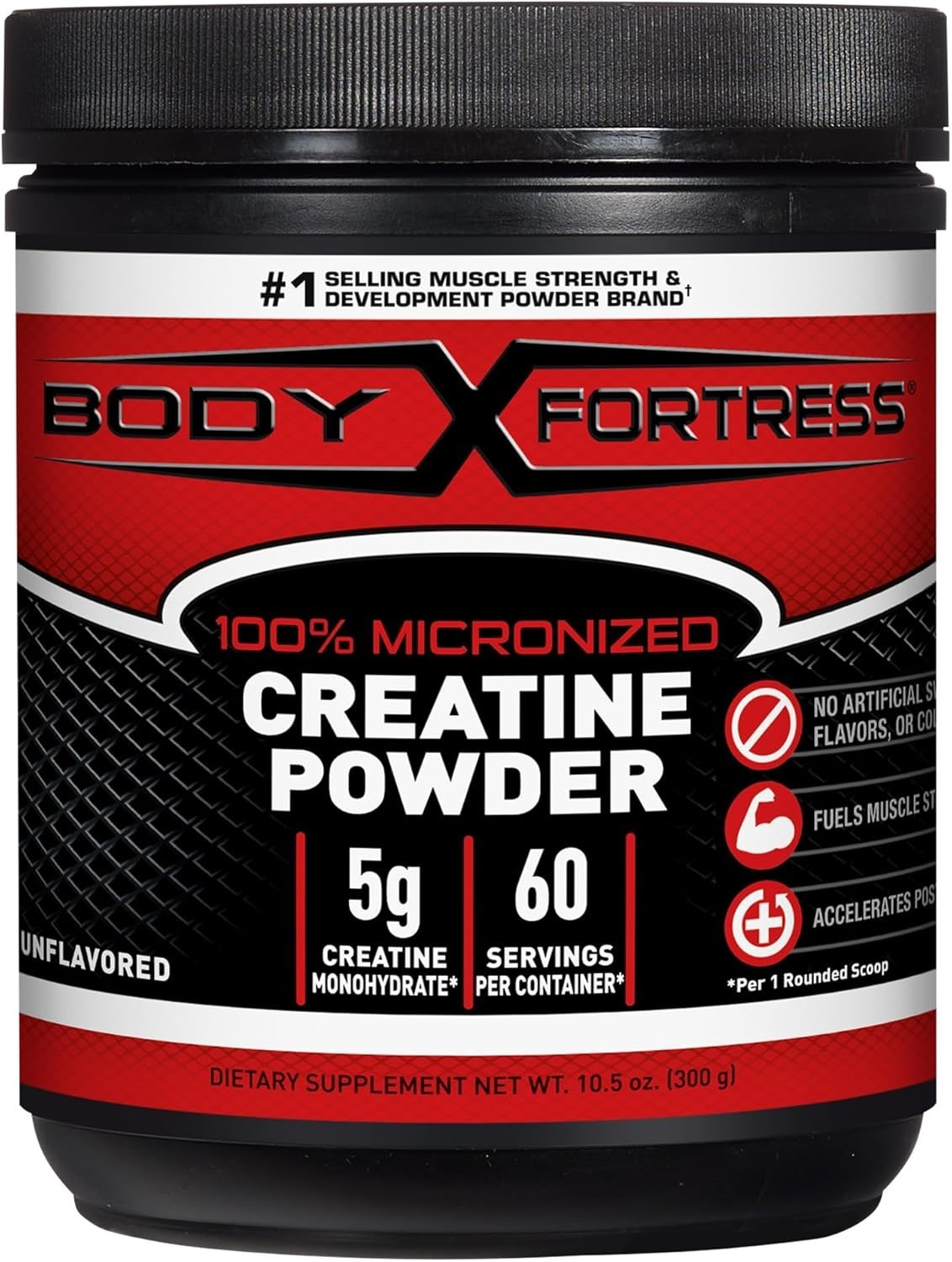 Body Fortress Creatine Monohydrate Powder – 300g, 60 Servings, Muscle & Recovery