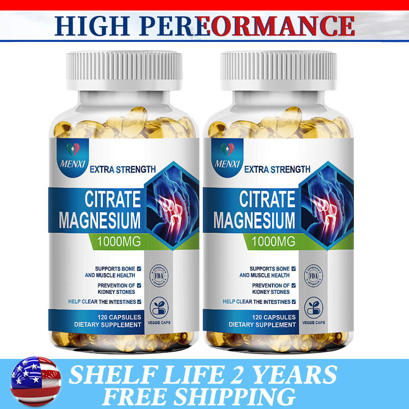 Magnesium Citrate Capsules 1000mg Per Serving- Highest Potency 2×120 Capsules US