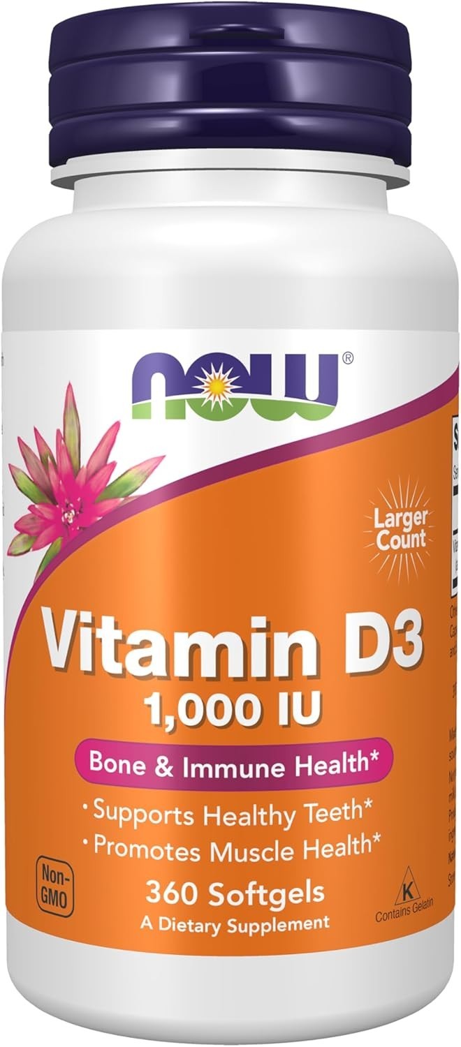 Now Supplements Vitamin D3 1000 IU Chewable Softgels 360 Count *EXP 06/2029*