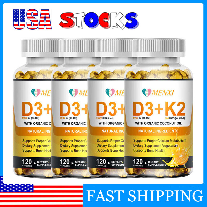 Vitamin D3 5000 IU + K2 MK7 200mcg Softgels Capsules Immune support strong bones