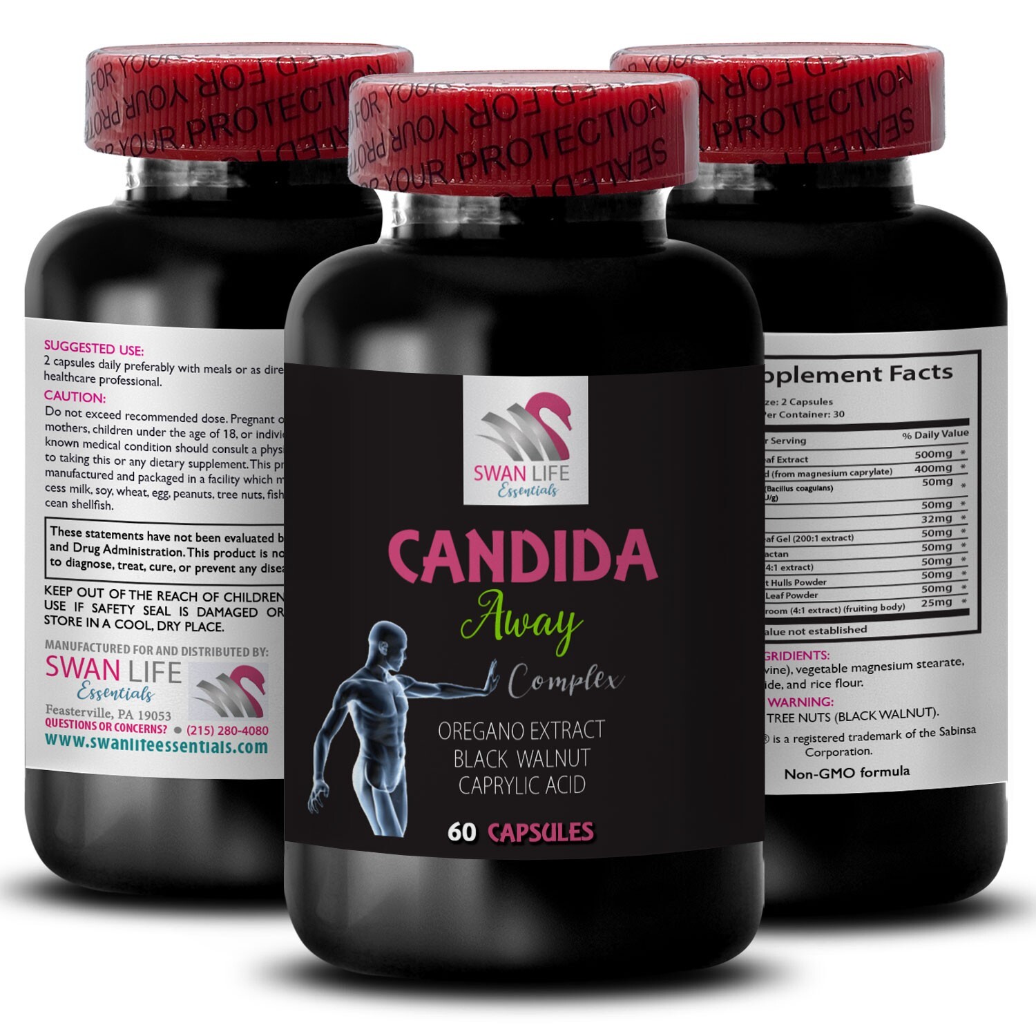 CANDIDA COMPLEX – black walnut hull – caprylic acid – anise seed – 1Bottle