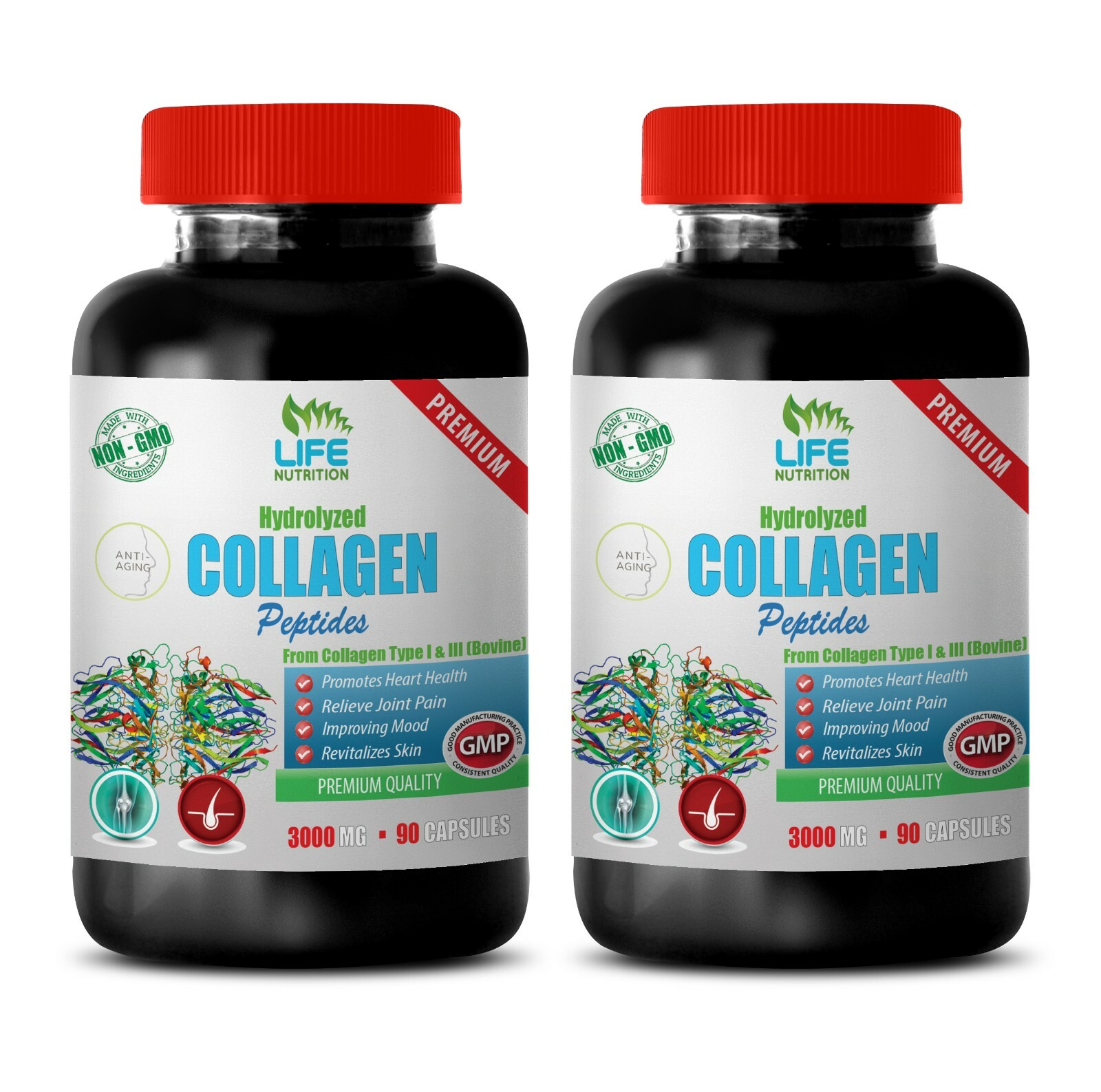 life skin support – COLLAGEN PEPTIDES – heart health awareness 2 BOTTLE