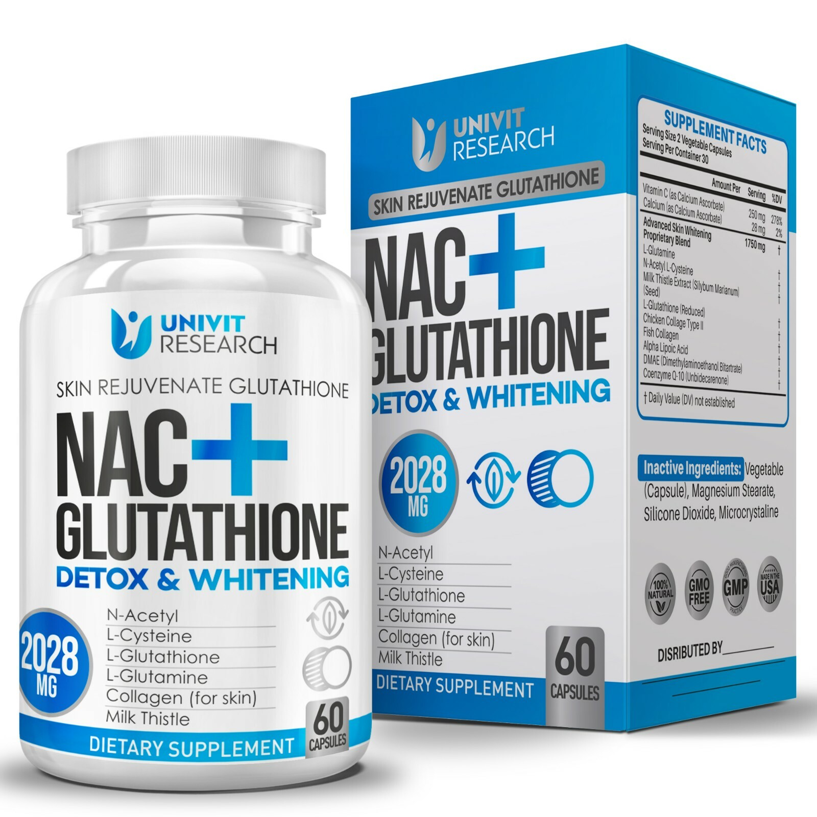 NAC Glutathione Skin Whitening Bleaching Anti-Agin Acne Scar & Dark Spot Remover