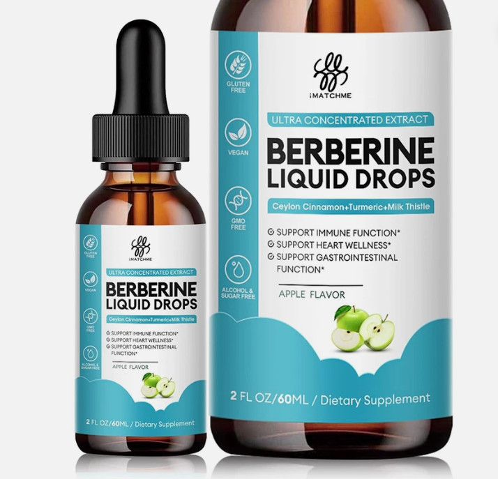 Berberine HCL Liquid Drops Vegan Non-GMO Support Digestive & Heart Health 02/27