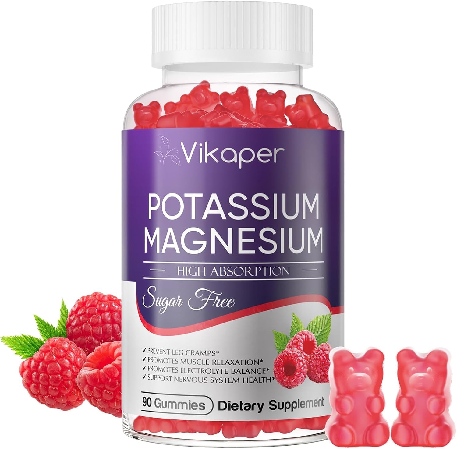 Potassium Magnesium Gummies 1200 mg for Adults 90 Count (Pack of 1)