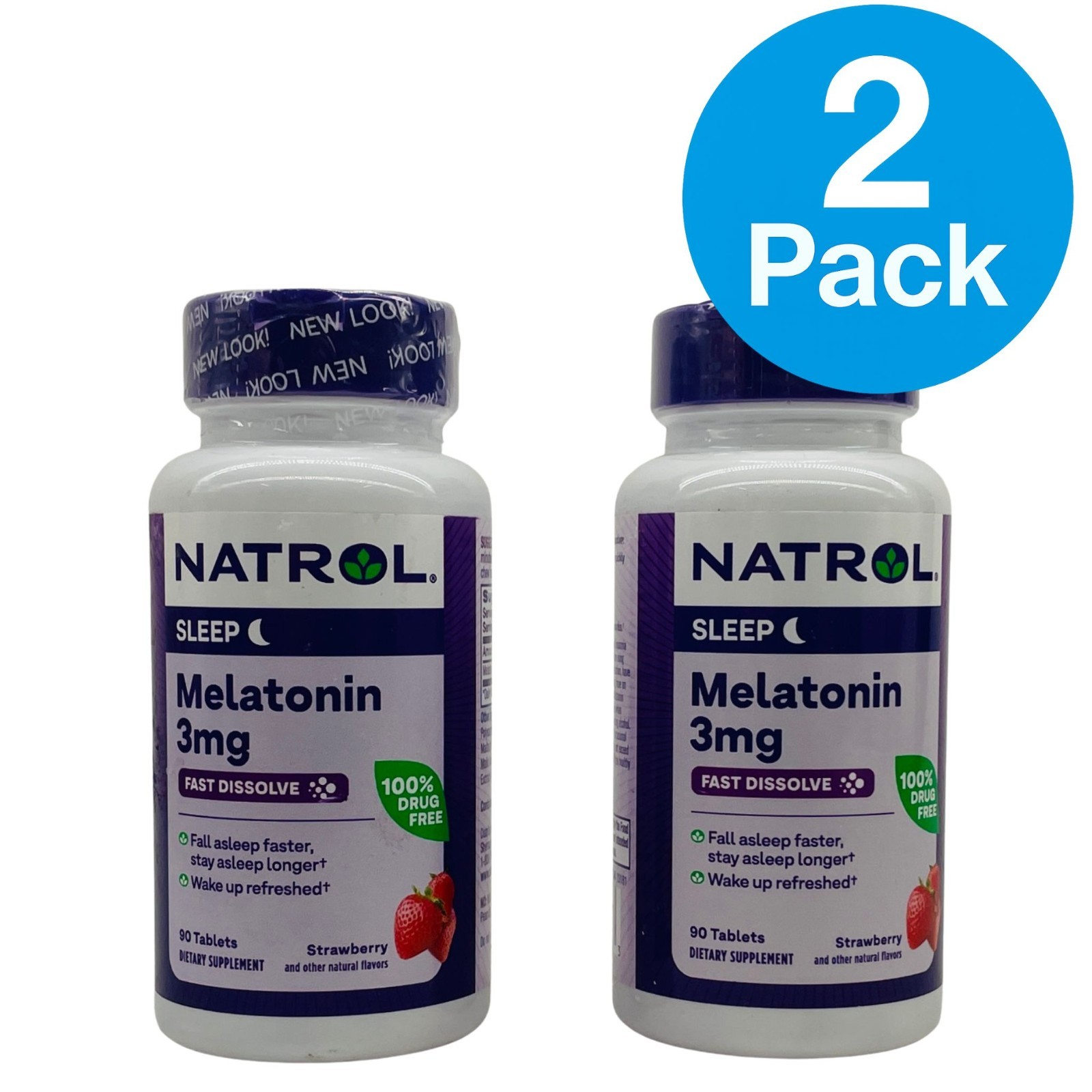 Natrol Melatonin 3mg 90ct each Fast Dissolve – 2 Pack  – New