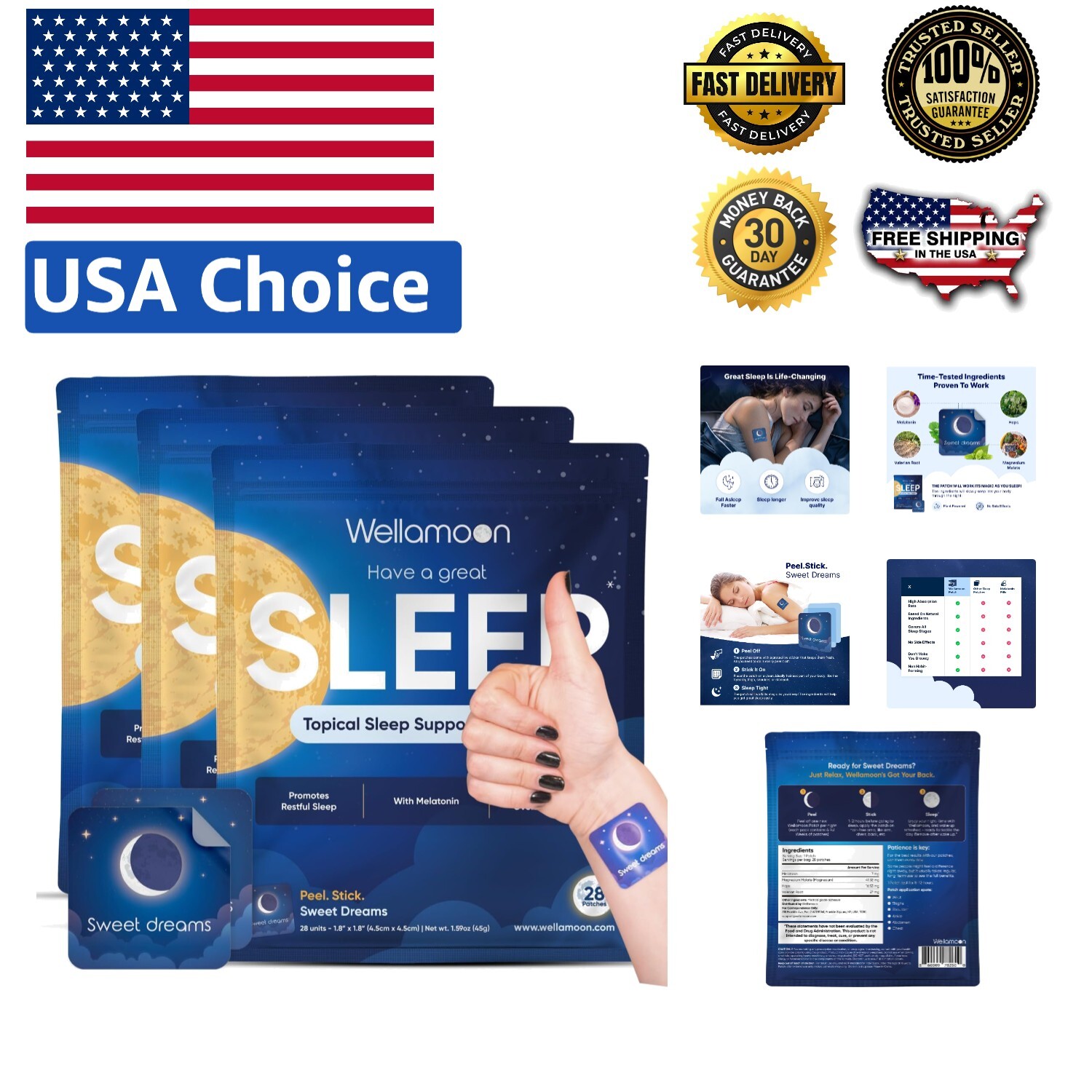 Cruelty-Free Melatonin Sleep Patches – Extra Strength, 84 Skin-Friendly Patches
