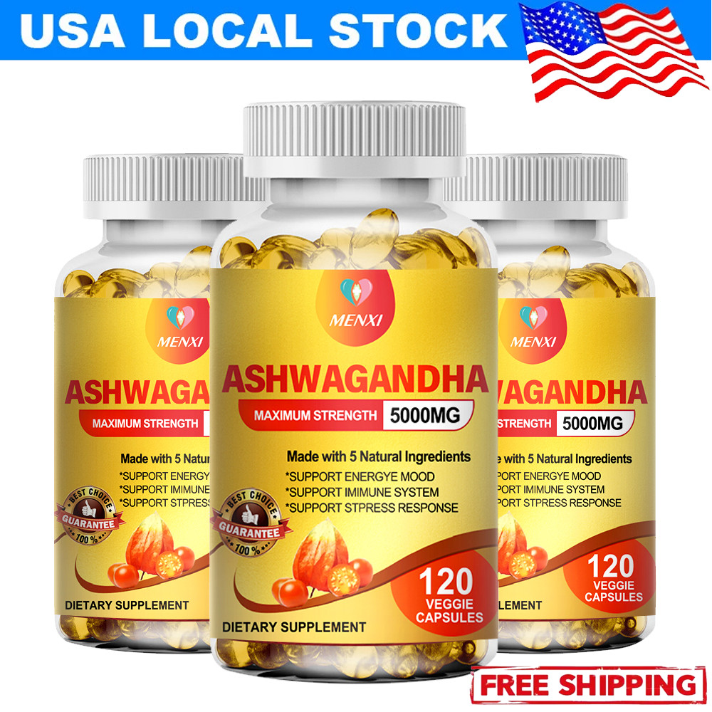 Organic Ashwagandha Capsules – 360 Pills – Anxiety,Stress,Energy,Immune Support