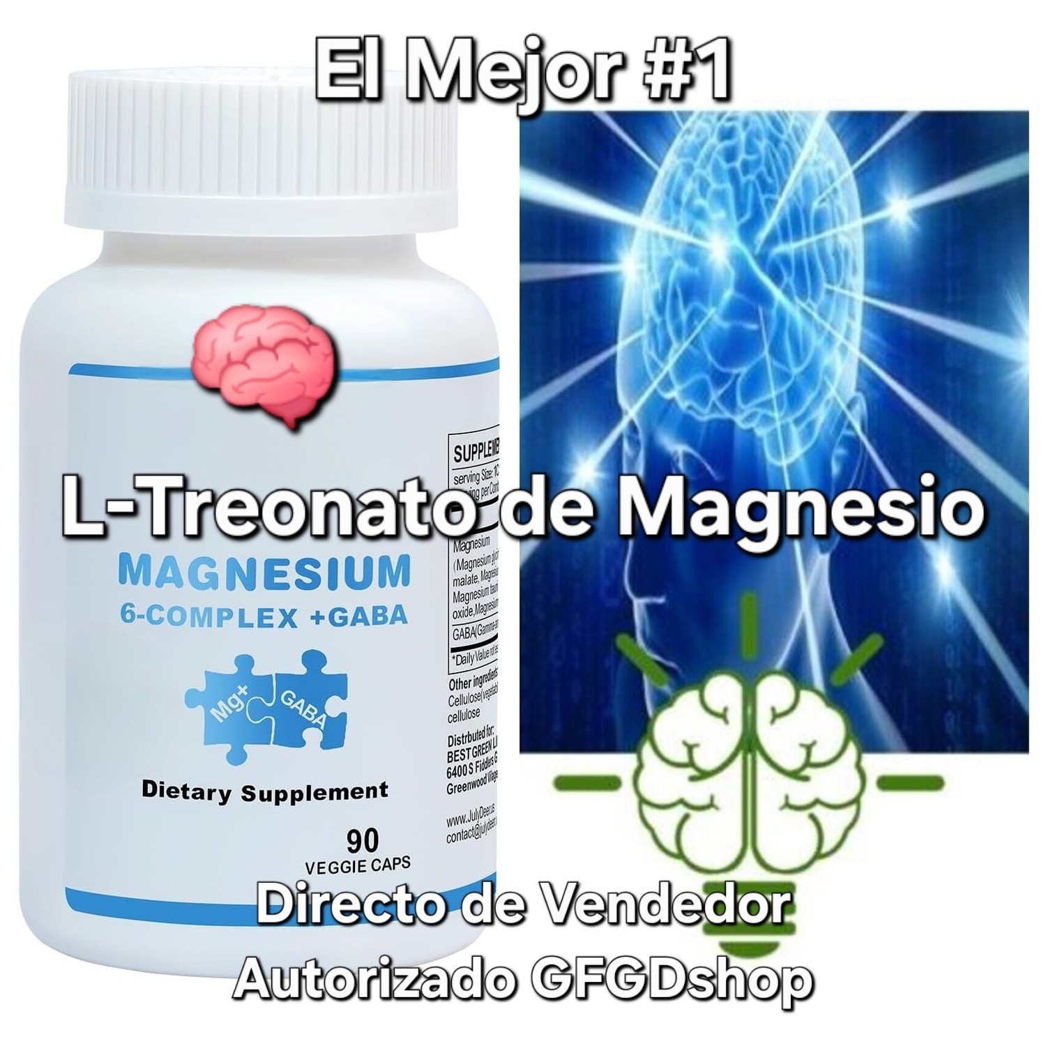 L-Treonato de Magnesio 3 en 1 Magtein Para La Salud Cerebral Memoria Y Enfoque