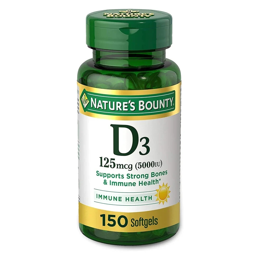 Vitamin D3 Immune and Bone Support 5000IU 150 Rapid Release Softgels D-3 D 3