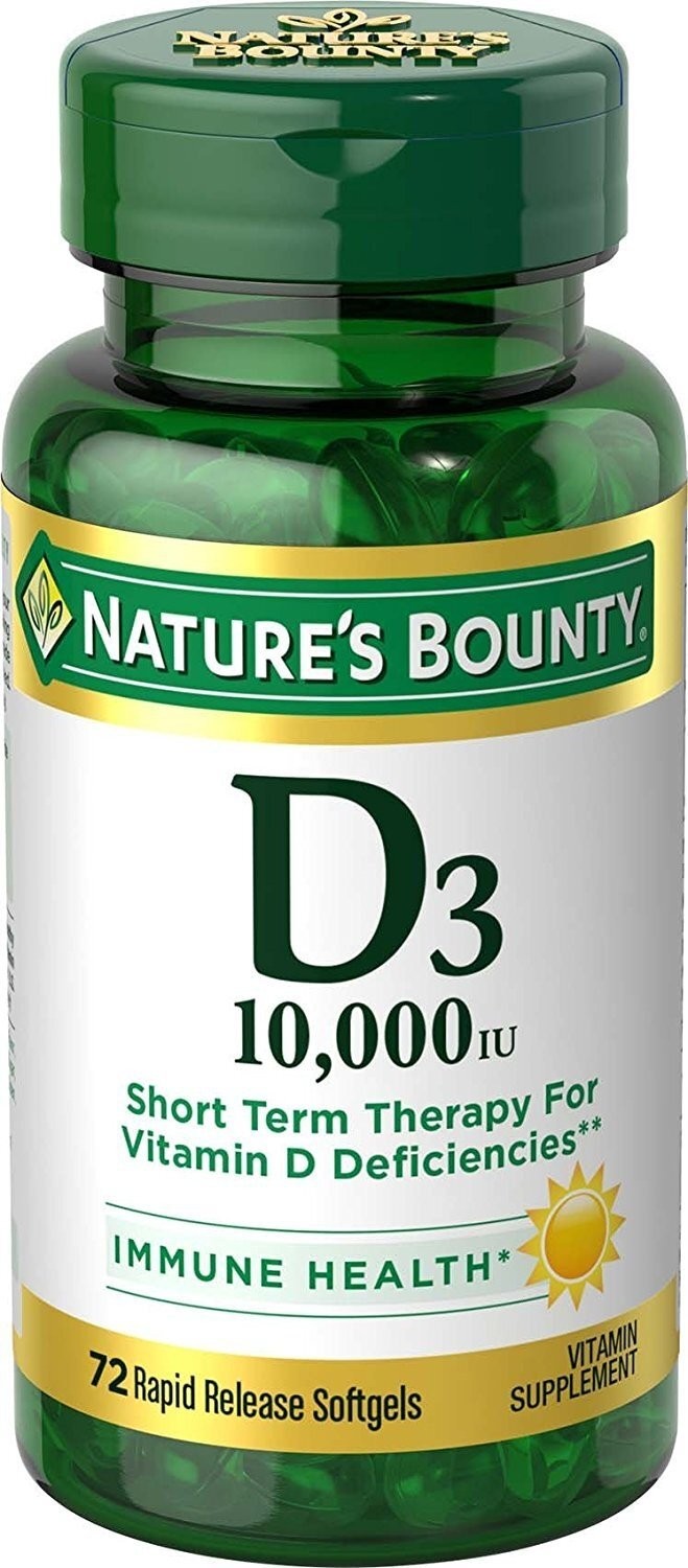 Nature’s Bounty Vitamin D3 10000 IU Supplement Immune Support Softgels 72 ct