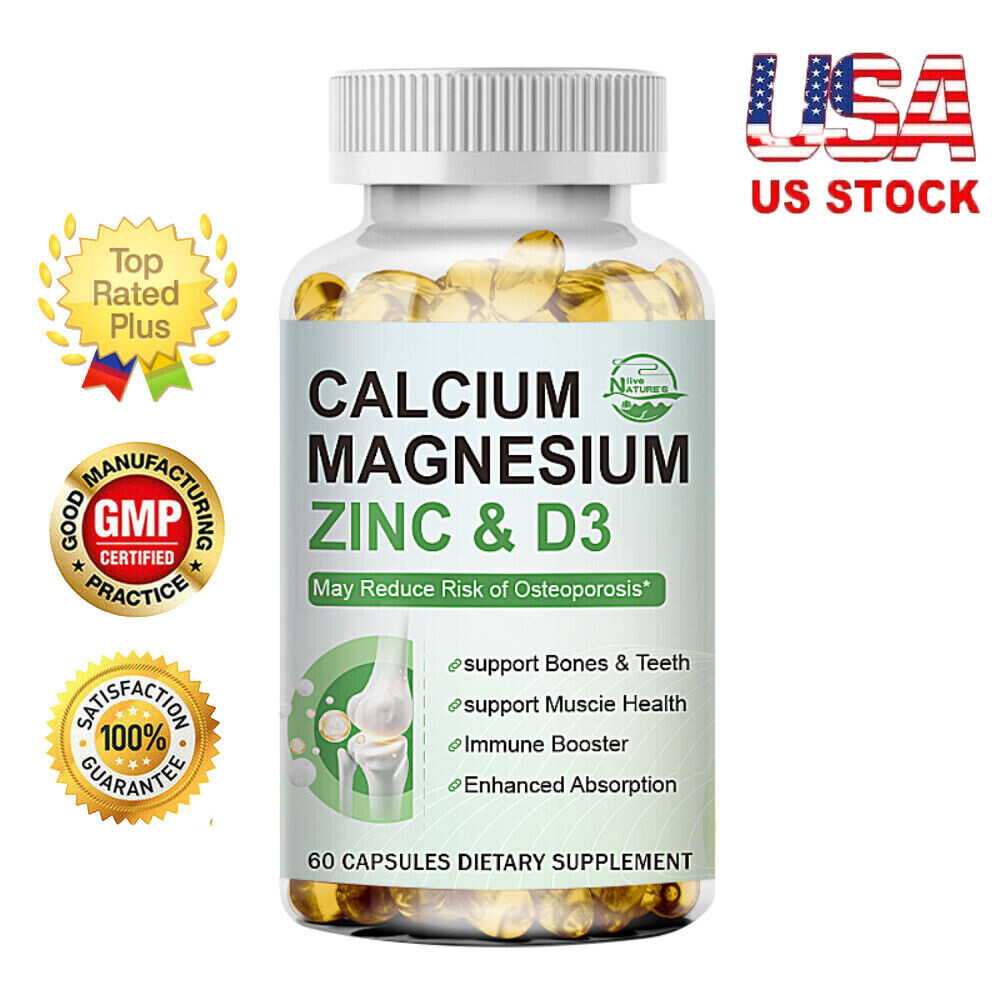 1000mg Magnesium Calcium with Zinc,D3 Supplement – Support Muscie & Bones, Teeth
