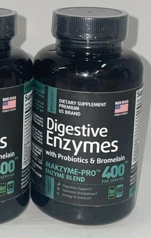 1x Raw Science Digestive Enzymes Probiotics Bromelain 60 Ct Exp 03/26