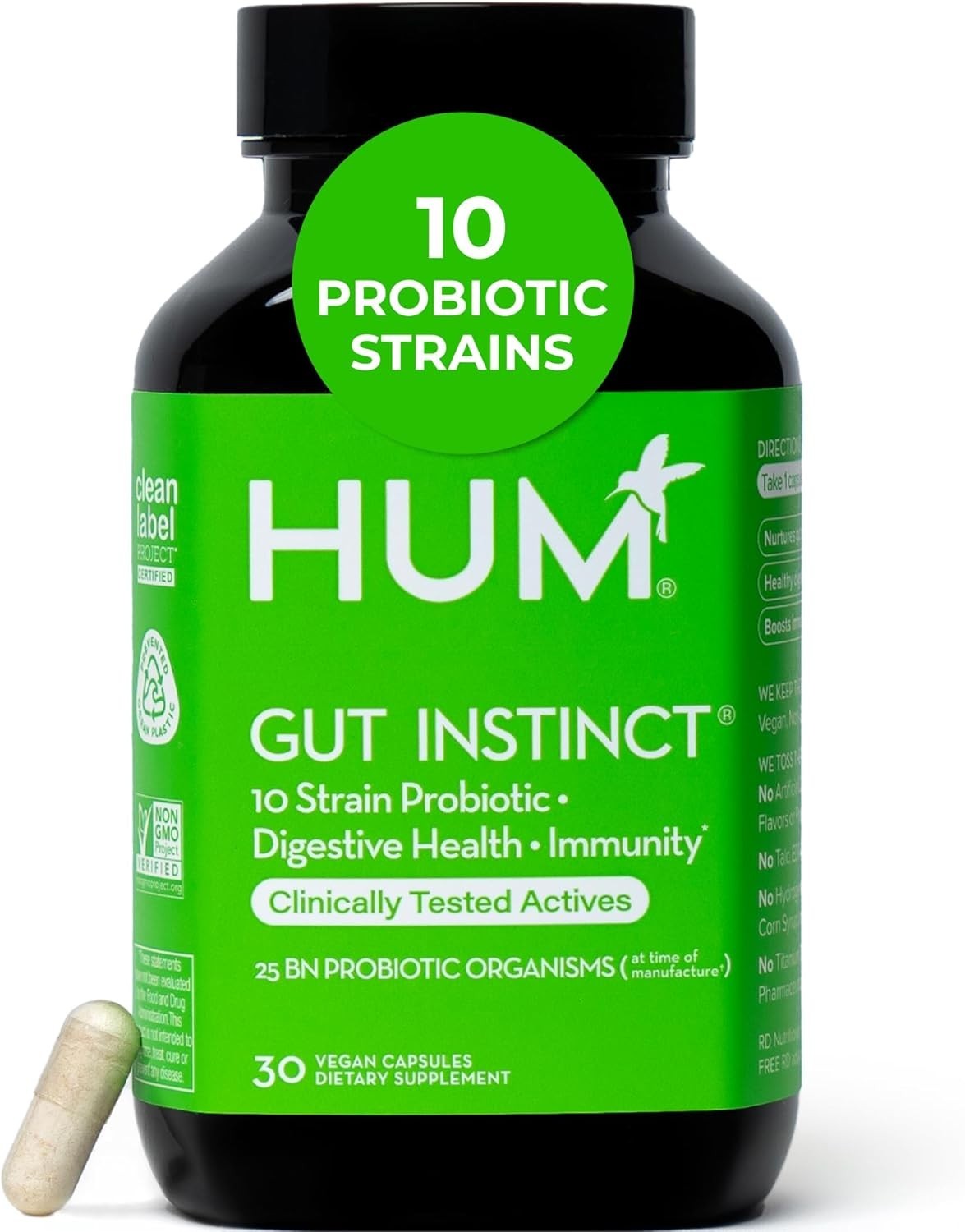 HUM Gut Instinct Daily Probiotics for Women and Men 30 Capsules EXP : 12/2026