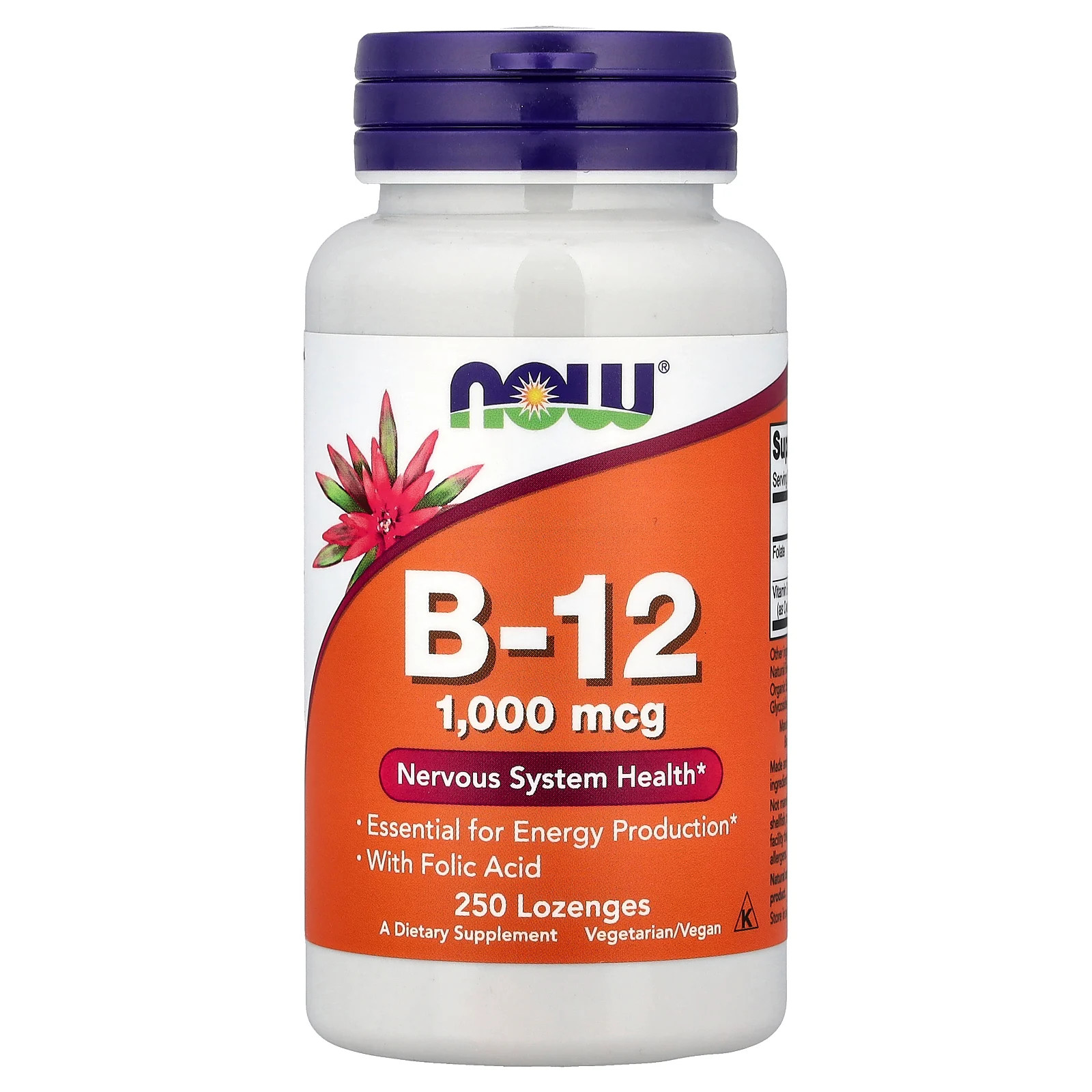 Now Foods B-12 1 000 mcg 250 Lozenges GMP Quality Assured, Kosher, Vegan,