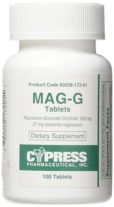 Cypress Mag G Magnesium Gluconate 500mg -Expiration Date 11-2026
