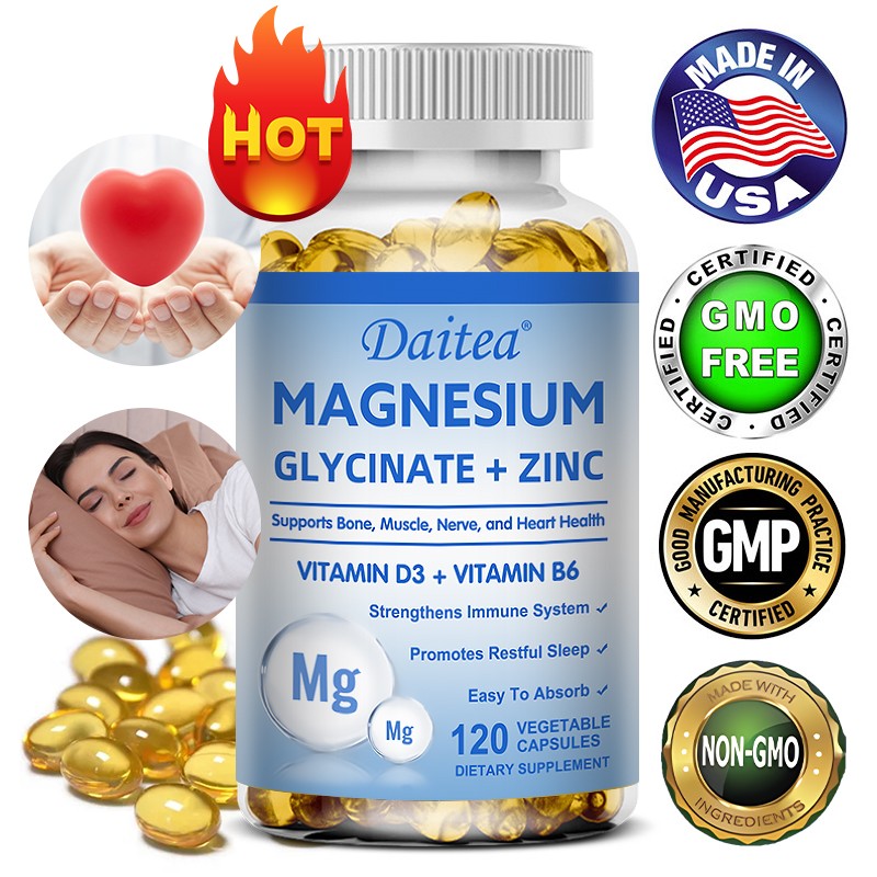 Magnesium Glycinate+Zinc+Vitamin-Magnesium Supplements-High Absorption 120Caps
