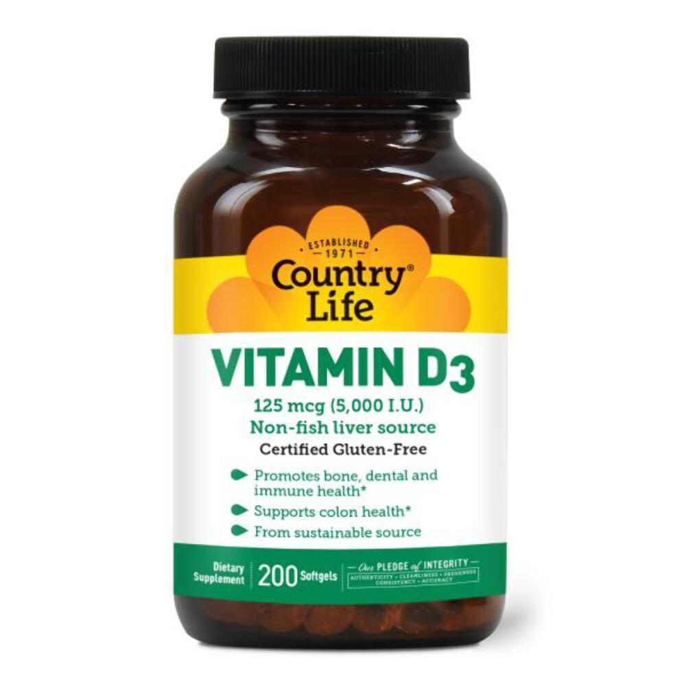 8/27 Country Life Vitamin D3 5000 IU for Immune and Bone Health, Calcium Absorpt