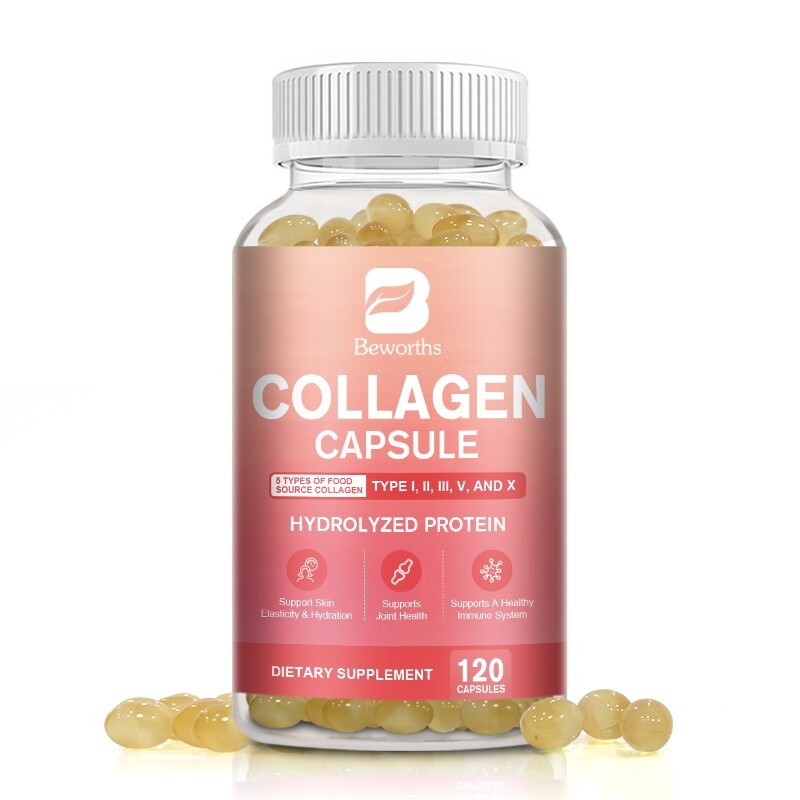 Collagen Peptides Pills Hydrolyzed Collagen i, ii,iii,V,X 120 capsules