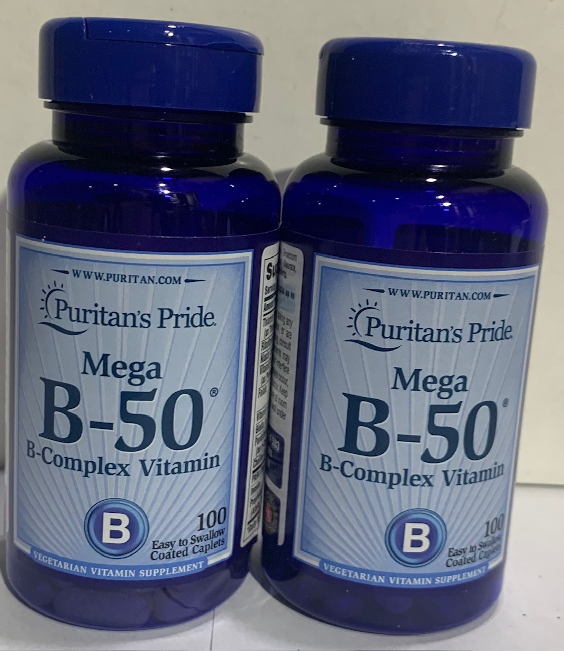 Puritan’s Pride Mega B-50 B-Complex Vitamin 100 Caplets 2 Bottles (Exp: 09/26)