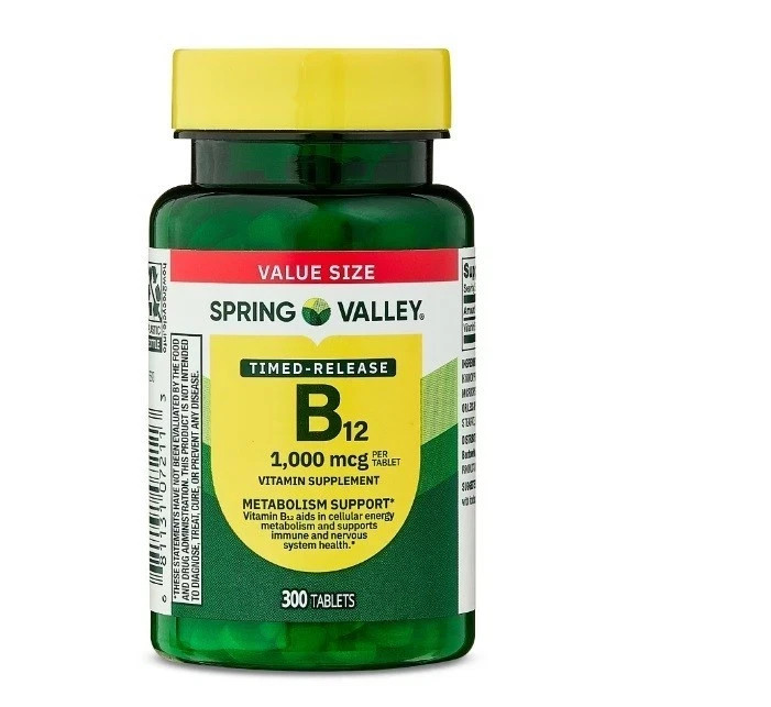 Spring Valley Vitamin B12 Supplement Timed-Release Tablets 1,000 mcg 300 Count