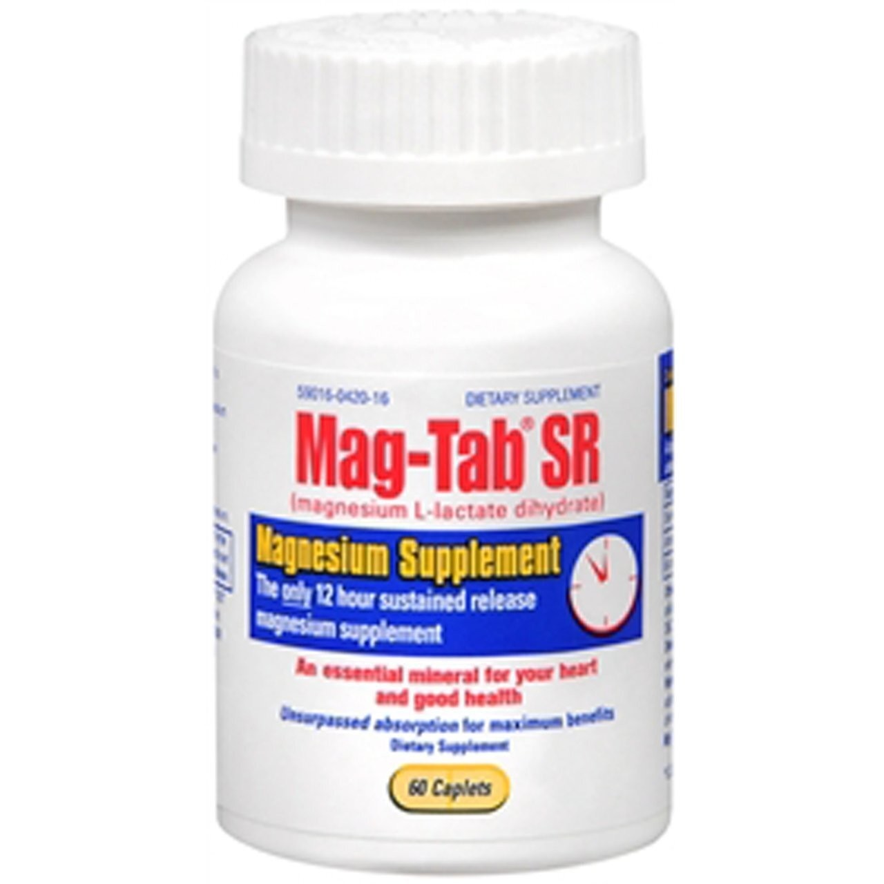 Mag Tab SR Magnesium L Lactate Dihydrate 84mg Caplets Dietary Supplement 60ct