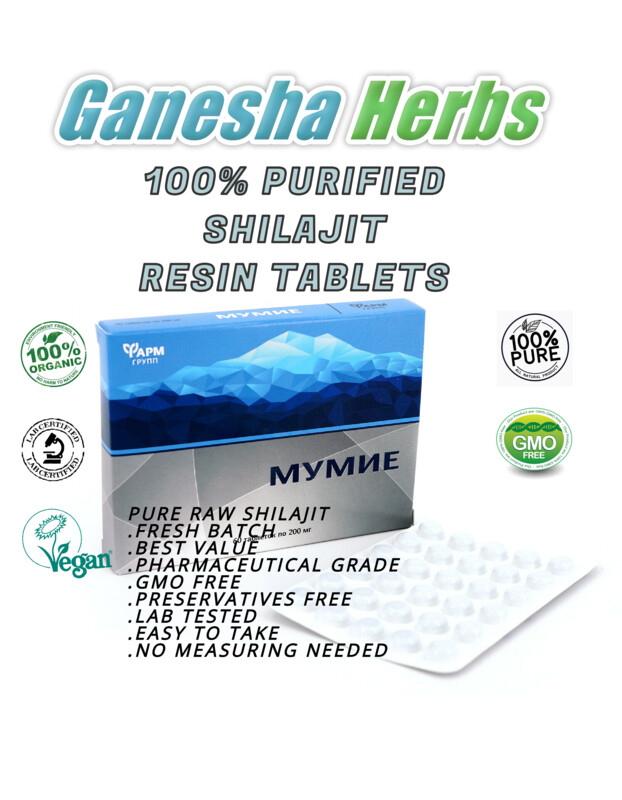 Pure Shilajit Dry Drops 240 x 200mg Potent Shilajit Mumio  Tabs Lab Certified