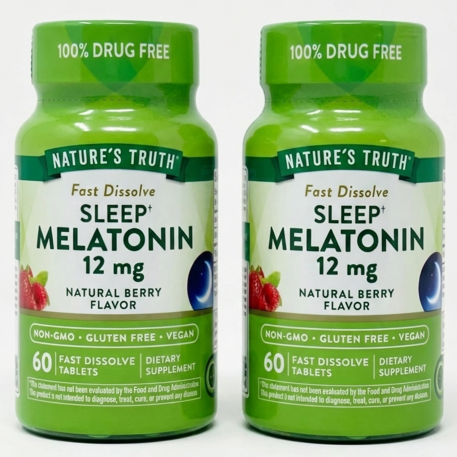 Nature’s Truth – Sleep Melatonin 12g Natural Berry Flavor, 60 Tablets [Set of 2]