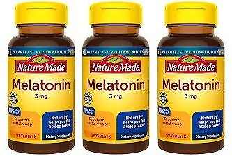 (3 pack) Nature Made Melatonin 3mg Tablets, Sleep Aid for Adults, 120 ct