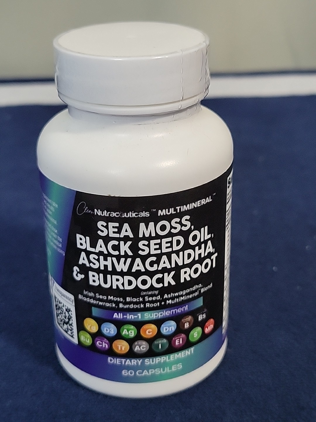 All-in-1 Sea Moss Black Seed Oil Ashwagandha Burdock Root 60 Caps Exp 9/26
