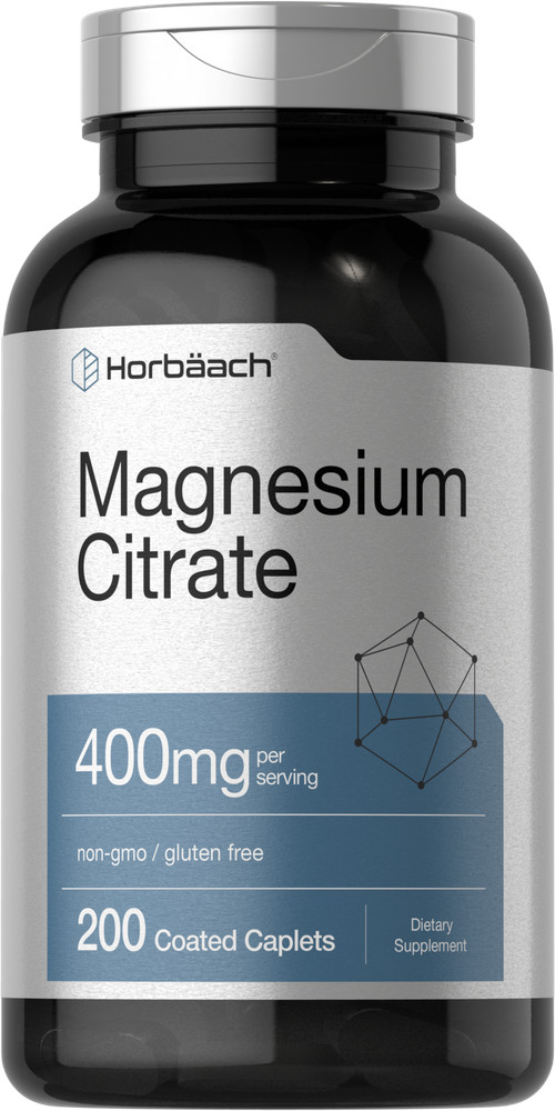 Magnesium Citrate 400mg | 200 Caplets | Vegetarian, Non-GMO | by Horbaach