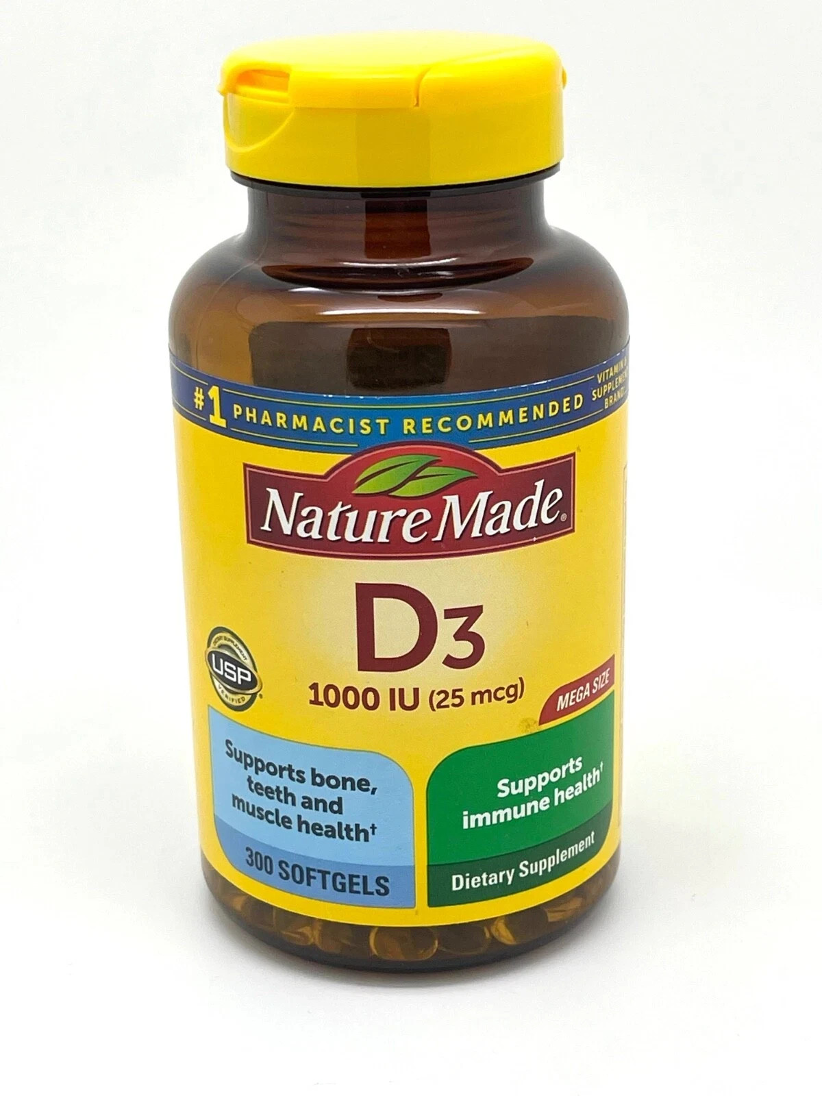 Nature Made Vitamin D3 1000 Iu Softgels 300 Count Bone Immune Muscle Support