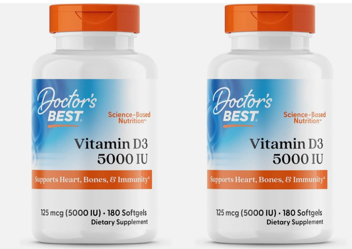 2 – Doctor’s Best Vitamin D3 5000IU, Non-GMO, Gluten Free 180 Softgels Exp 2027