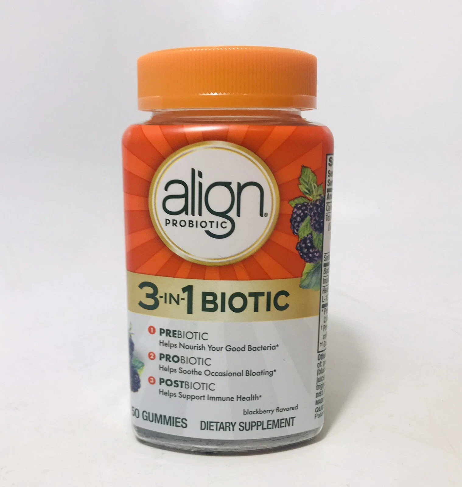 Align Probiotic 3-in-1, 50 Gummies, Prebiotic + Probiotic + Postbiotic Exp 7/26