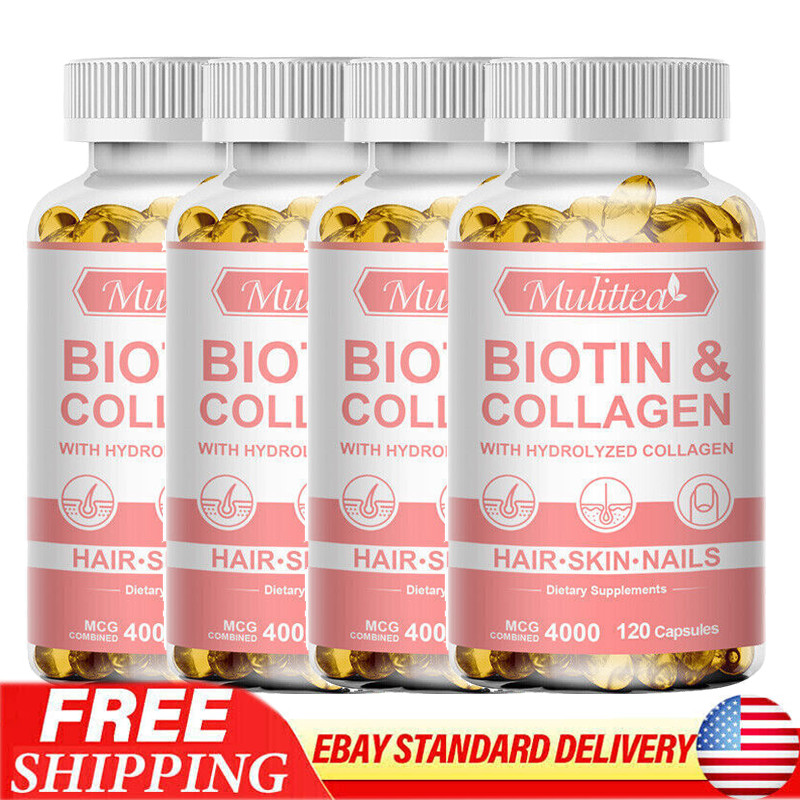 Biotin Collagen Capsules with Hydrolyzed Collagen for Hair, Skin, Nails Health