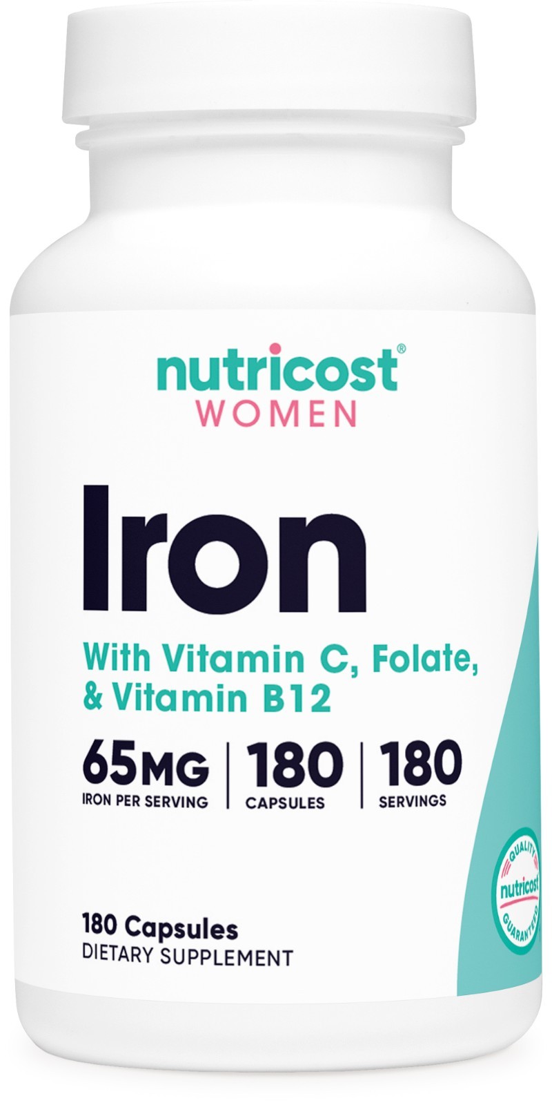 Nutricost Iron for Women 65mg 180 Capsules with Vitamin C, Folate & Vitamin B12