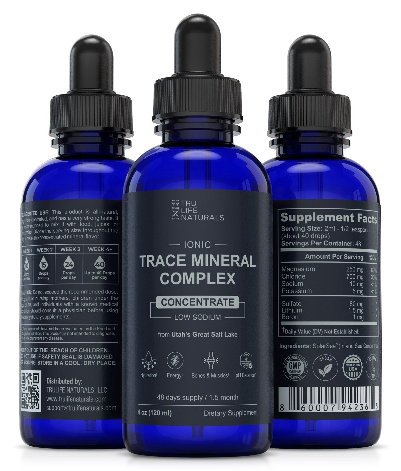 Trace Mineral Complex – 72+ Ionic Minerals From Great Salt Lake/48 Days /4oz