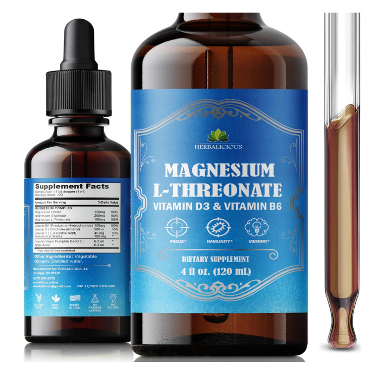 Magnesium L-Threonate, Glycinate & Citrate – Liquid Extract High Absorption