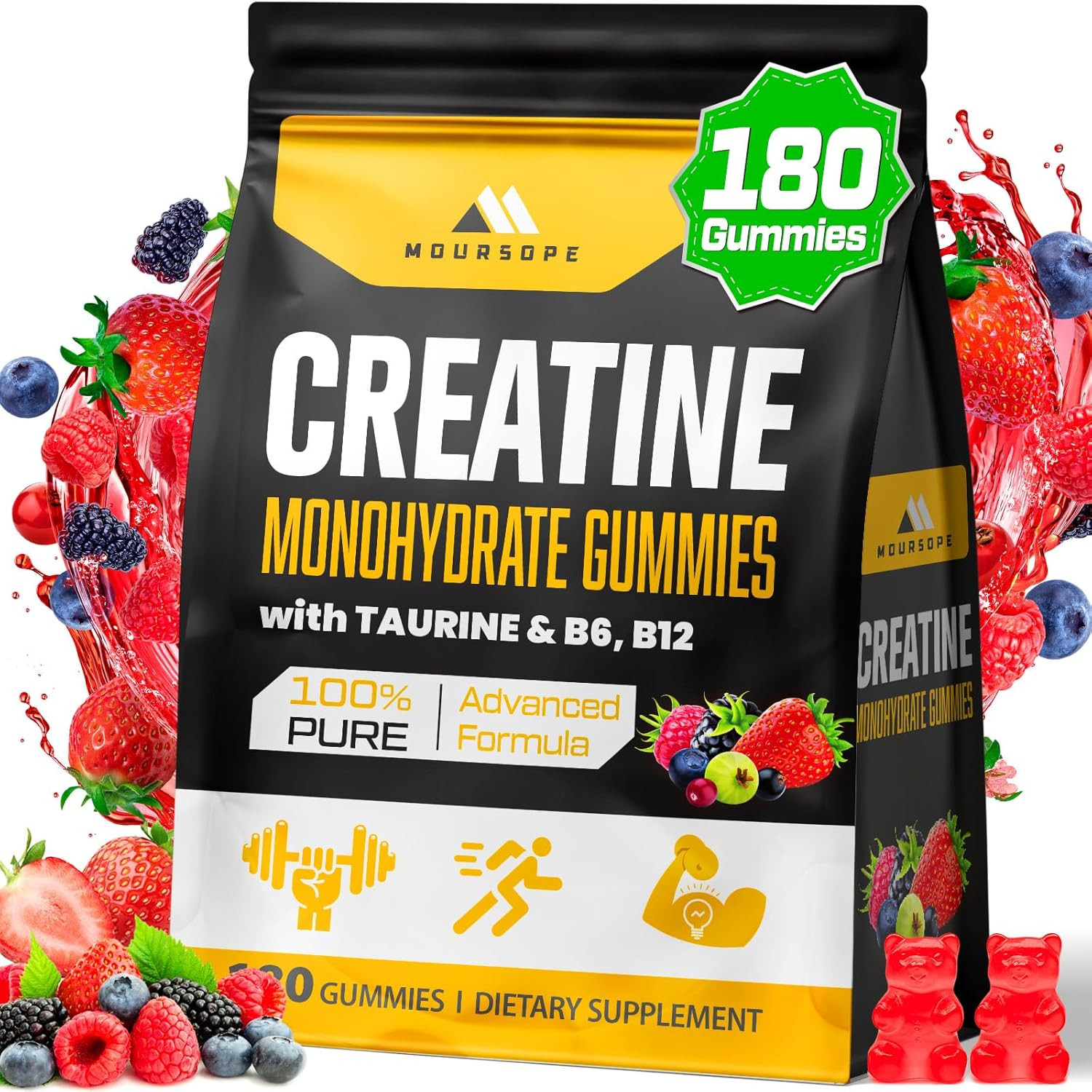 (180 Count) Creatine Monohydrate Gummies for Men & Women – Creatine Pre Workout