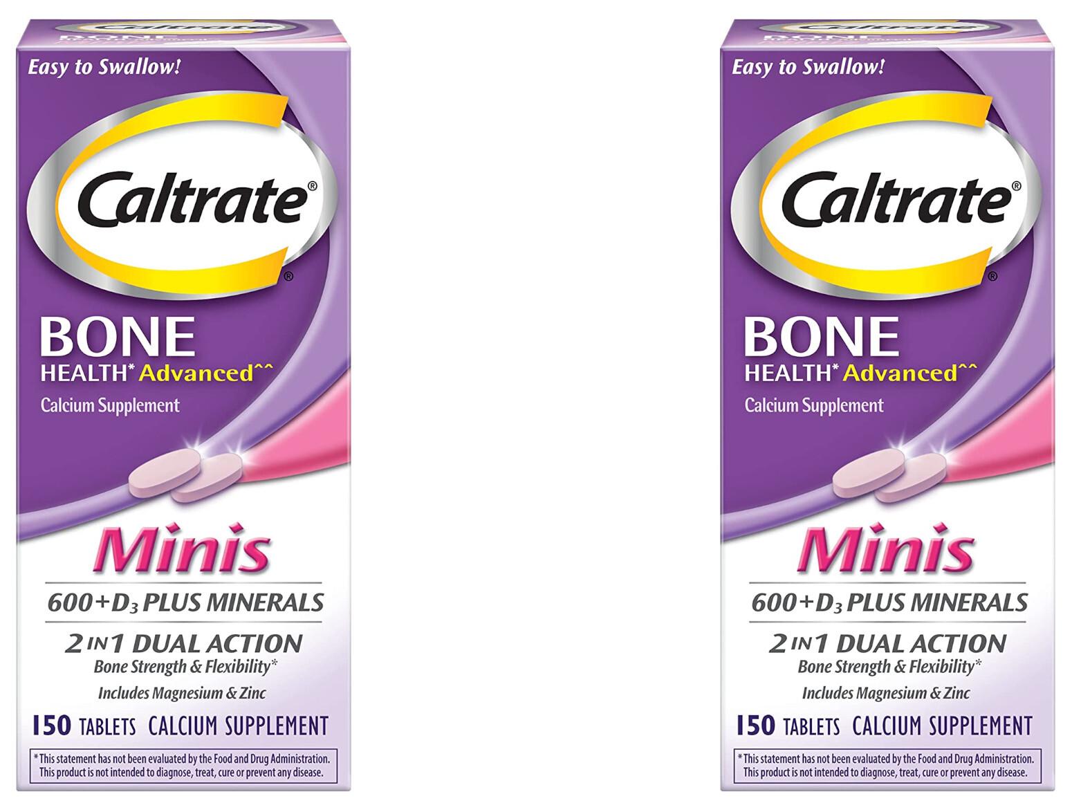 Caltrate Calcium and Vitamin D3 Plus Minerals Minis, 150 Tablets (2 Pack)