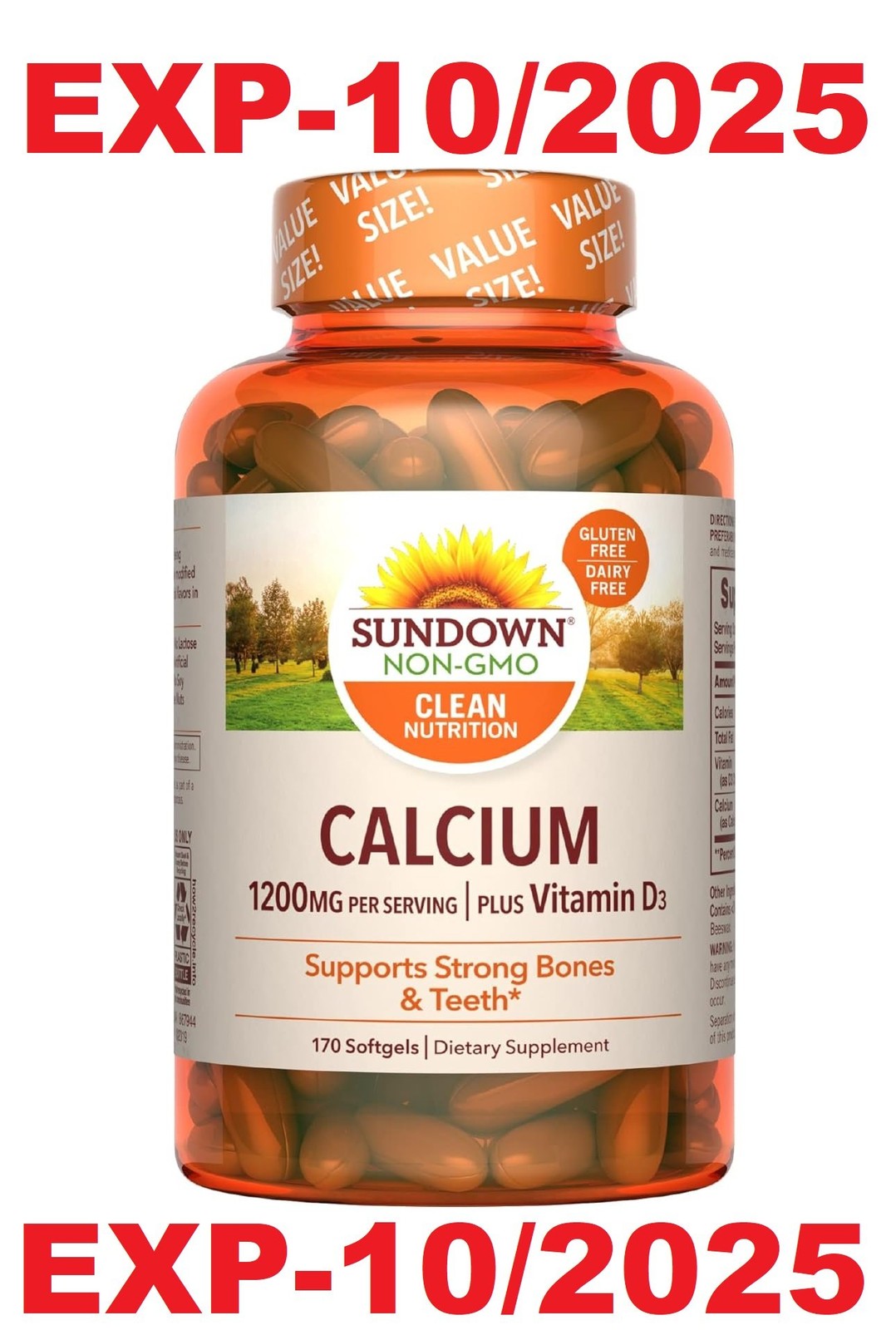 Sundown CALCIUM 1200mg Plus Vitamin D3 170 Softgels SEE PIC 4 DATE